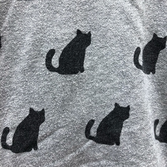 Forever 21 Sweatshirt Top Black Cat Pattern - Picture 3 of 6